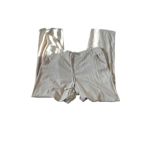 Canyon River Blues Linen Blend Pants XL Pull On Tan  Lagenlook Boho Coastal Beac - Picture 1 of 12
